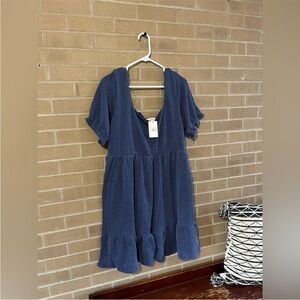 Simply Southern Blue Corduroy Ruffled Tier Dress